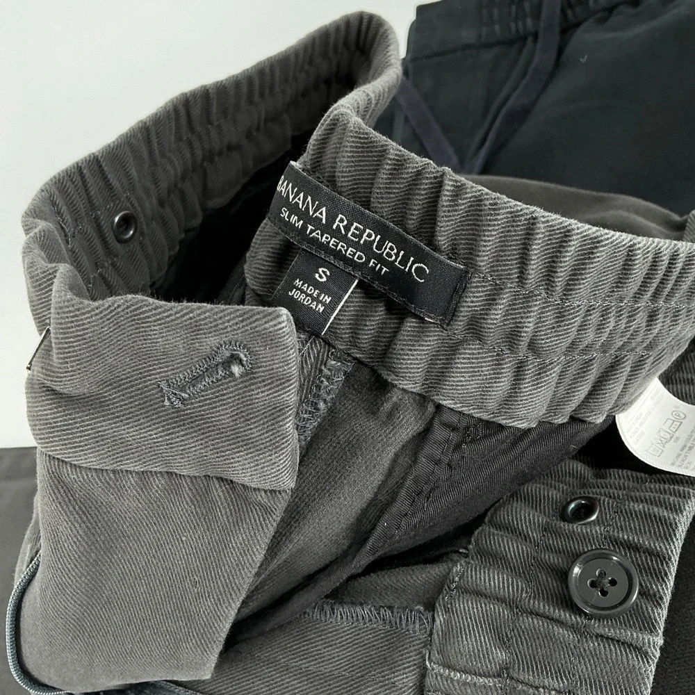 Banana Republic Mens‎ Size S Slim Tapered Jogger Pants Lot of 2 Black Grey